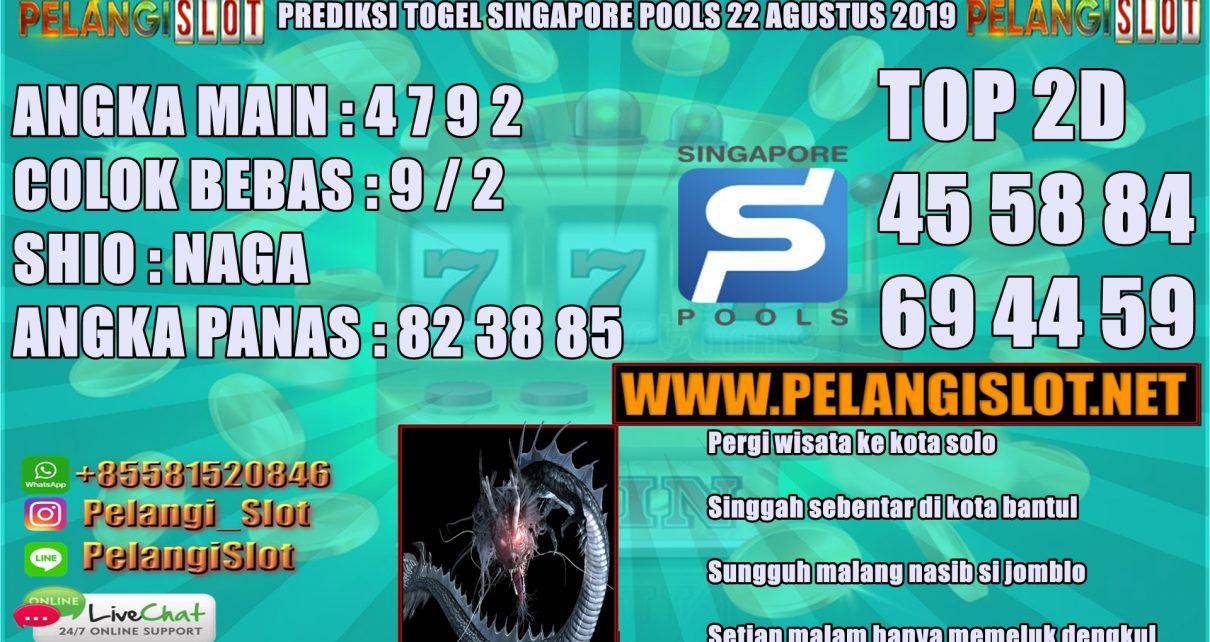 PREDIKSI TOGEL SINGAPORE POOLS 22 AGUSTUS 2019