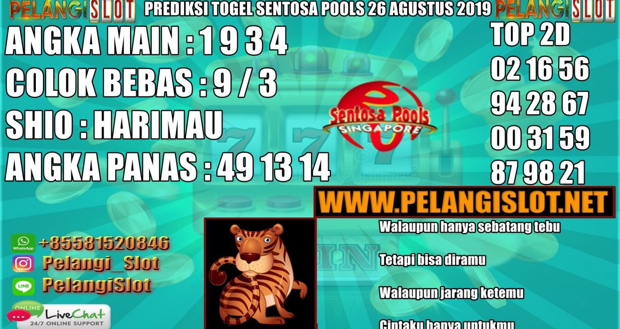 PREDIKSI TOGEL SENTOSA POOLS 26 AGUSTUS 2019