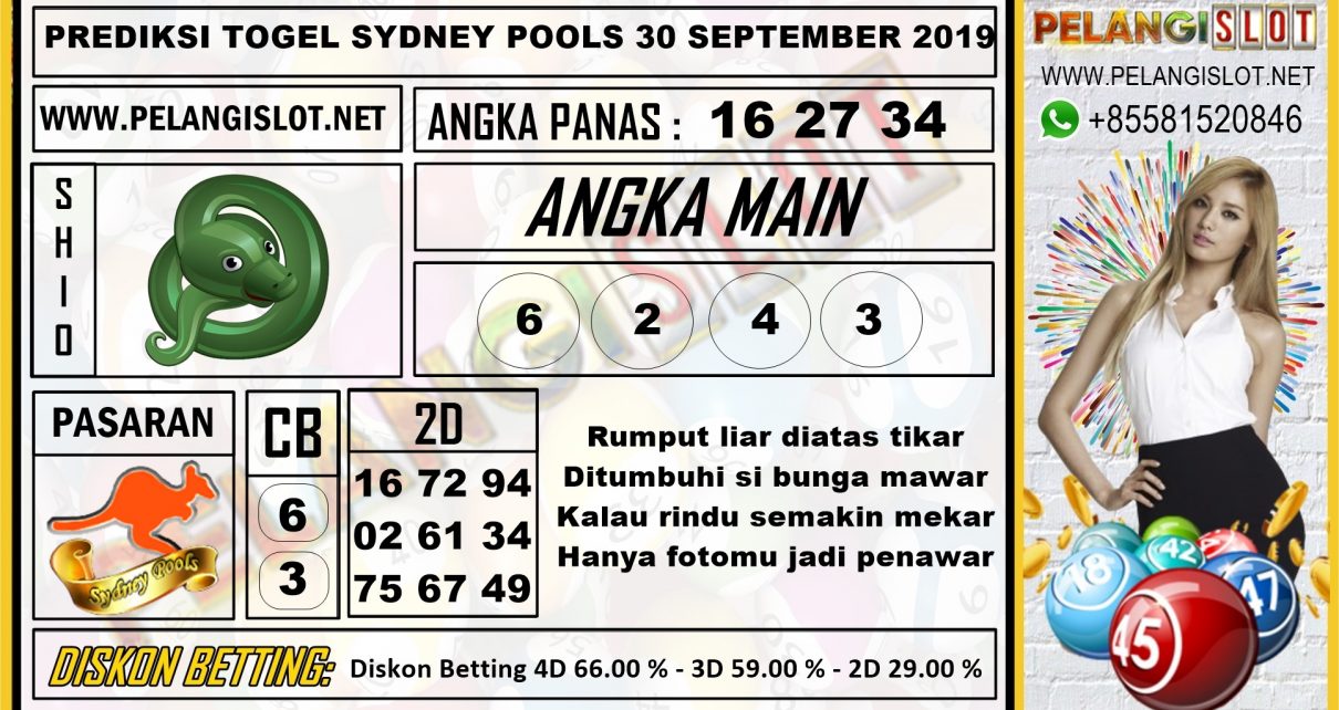 PREDIKSI TOGEL SYDNEY POOLS 30 SEPTEMBER 2019