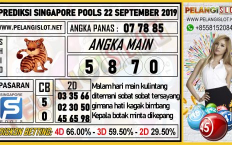 PREDIKSI SINGAPORE POOLS 22 SEPTEMBER 2019