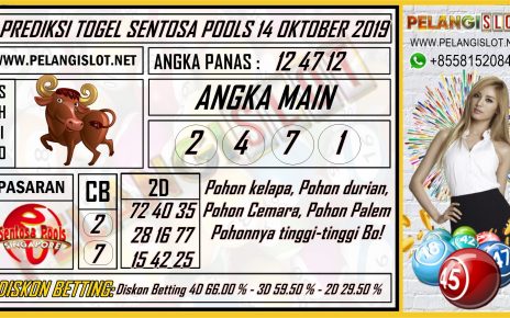 PREDIKSI TOGEL SENTOSA POOLS 14 OKTOBER 2019