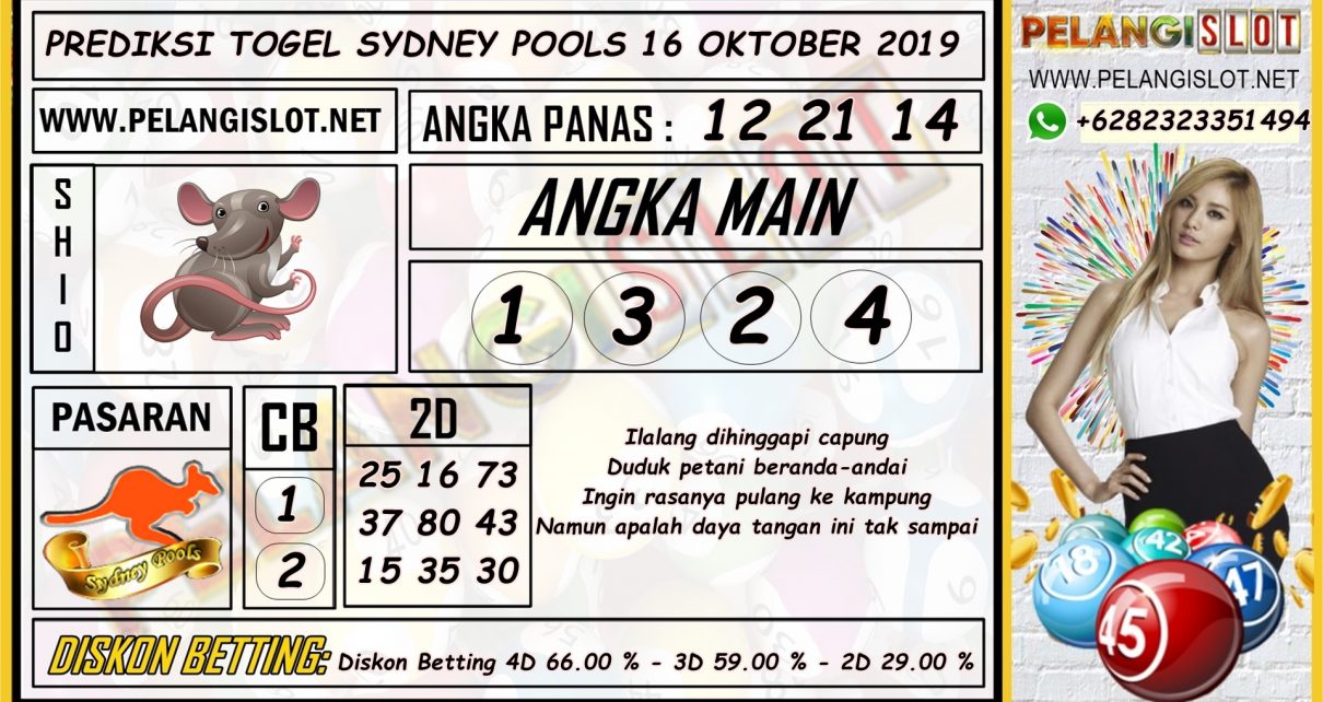 PREDIKSI TOGEL SYDNEY POOLS 16 OKTOBER 2019