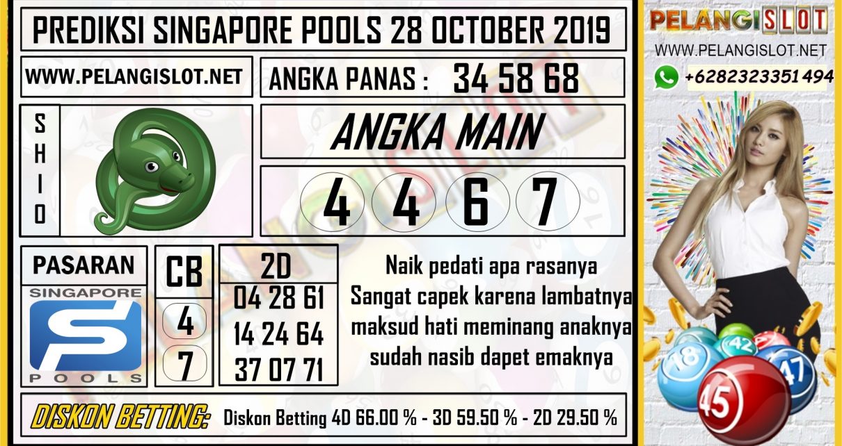 PREDIKSI SINGAPORE POOLS 28 OCTOBER 2019