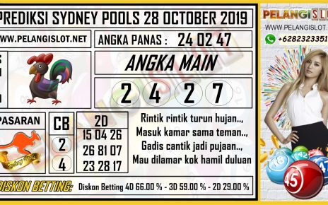 PREDIKSI SYDNEY POOLS 28 OCTOBER 2019