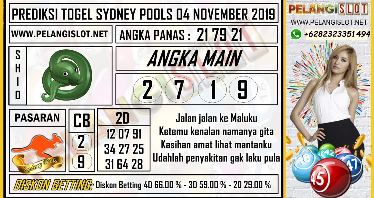 PREDIKSI TOGEL SYDNEY POOLS 04 NOVEMBER 2019