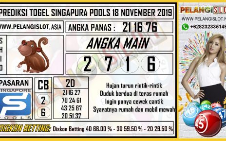 PREDIKSI TOGEL SINGAPURA POOLS 18 NOVEMBER 2019