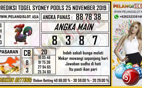 PREDIKSI TOGEL SYDNEY POOLS 25 NOVEMBER 2019