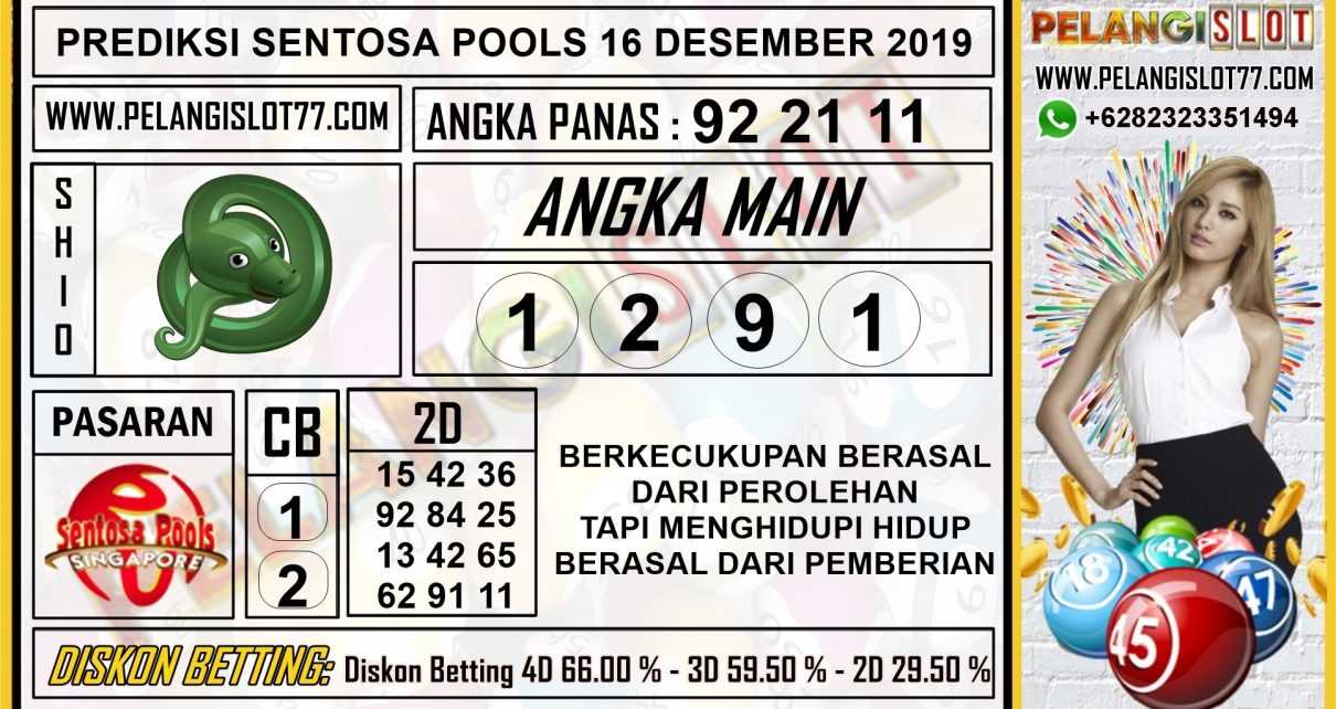 PREDIKSI SENTOSA POOLS 16 DESEMBER 2019