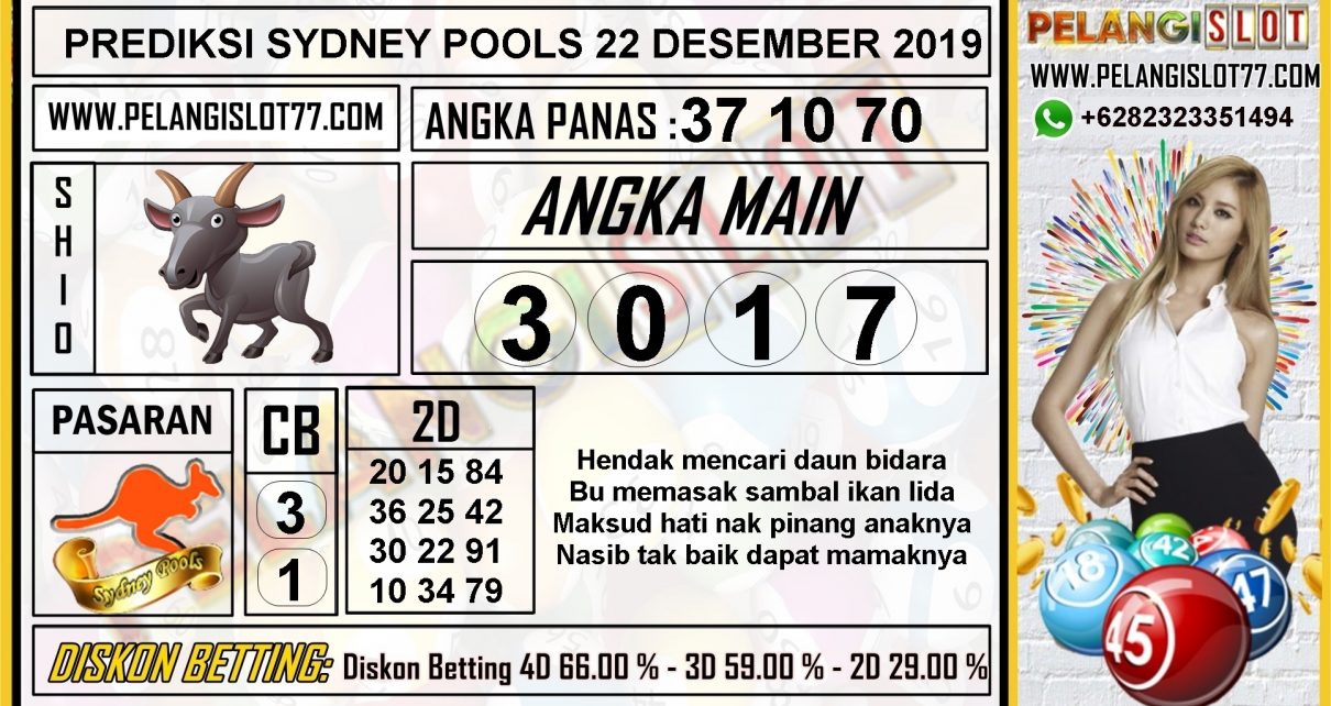 PREDIKSI SYDNEY POOLS 22 DESEMBER 2019