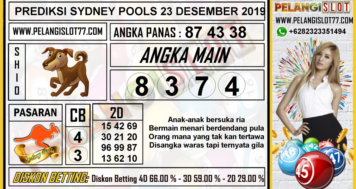 PREDIKSI SYDNEY POOLS 23 DESEMBER 2019