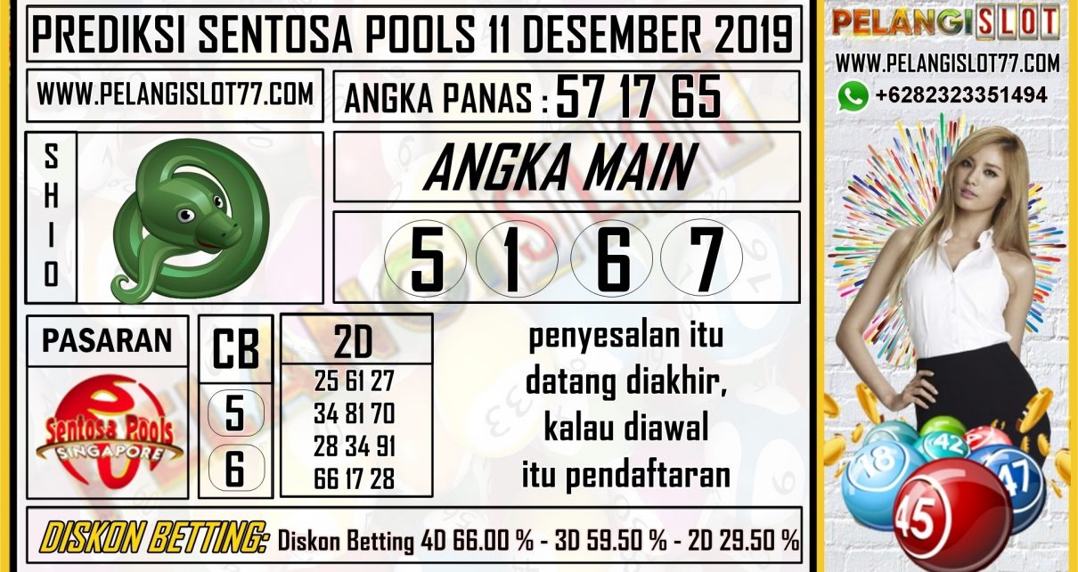 PREDIKSI SENTOSA POOLS 11 DESEMBER 2019