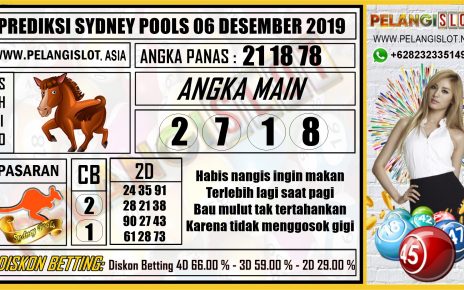 PREDIKSI SYDNEY POOLS 06 DESEMBER 2019