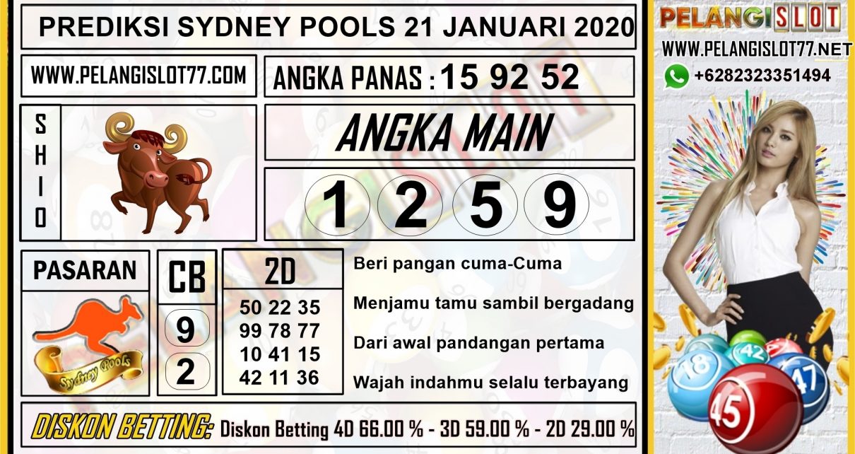 PREDIKSI TOGEL SYDNEY POOLS 21 JANUARI 2020