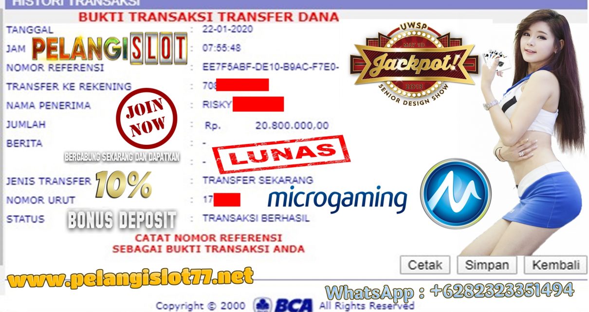 Pemenang Games Slot MICROGAMING 22 JANUARI 2020