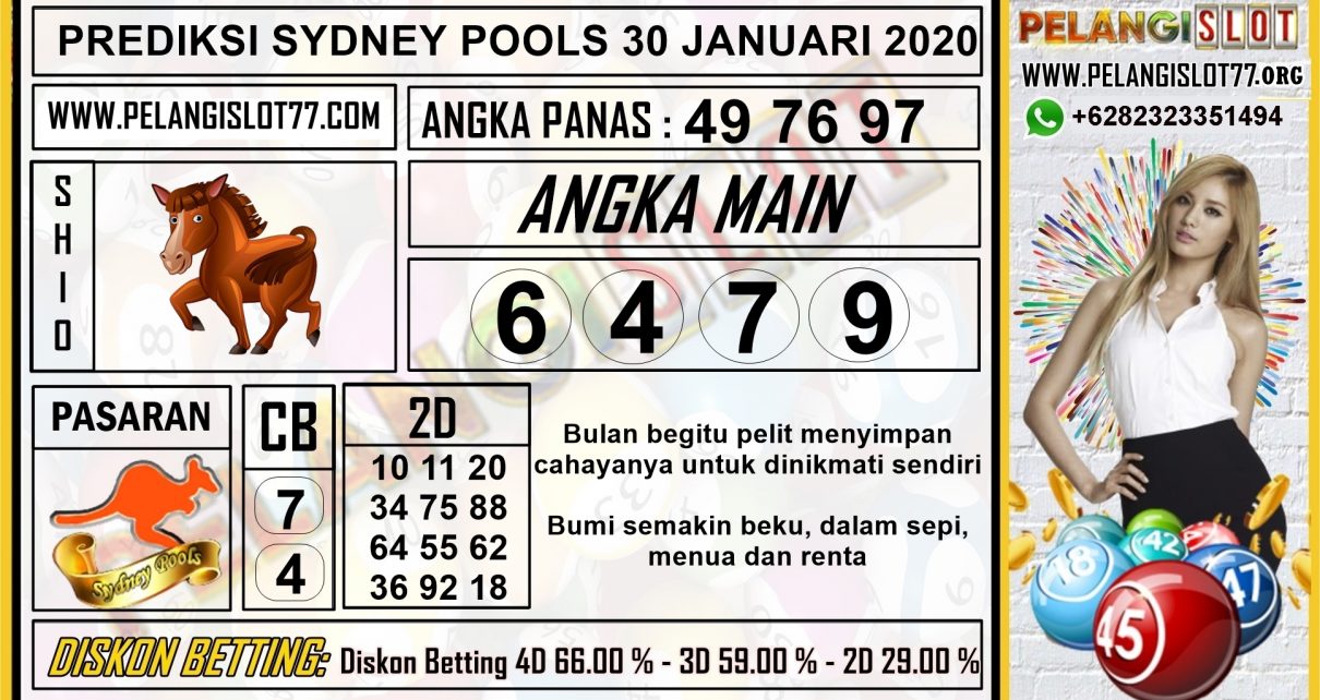 PREDIKSI TOGEL SYDNEY POOLS 30 JANUARI 2020