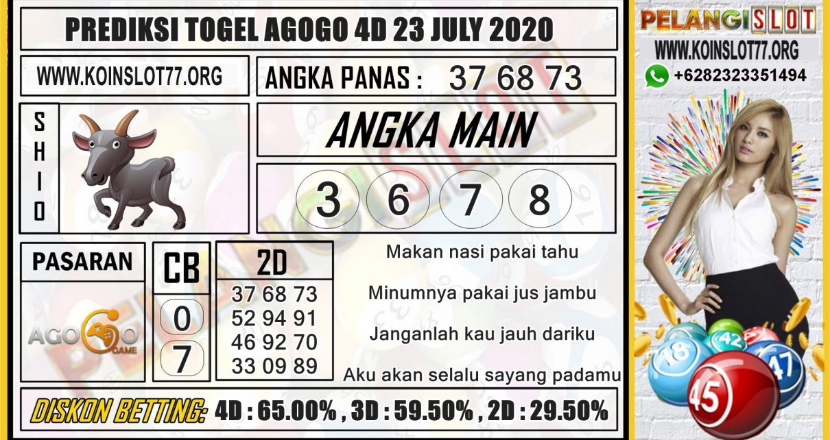 PREDIKSI TOGEL AGOGO 4D 23 JULY 2020