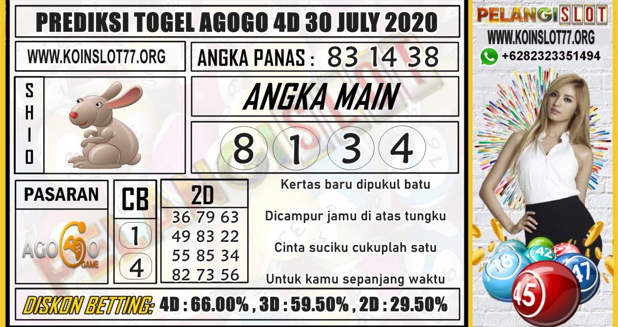 PREDIKSI TOGEL AGOGO 4D 30 JULY 2020