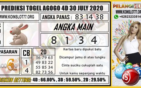 PREDIKSI TOGEL AGOGO 4D 30 JULY 2020