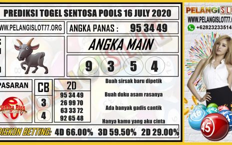 PREDIKSI TOGEL SENTOSA POOLS 16 JULY 2020