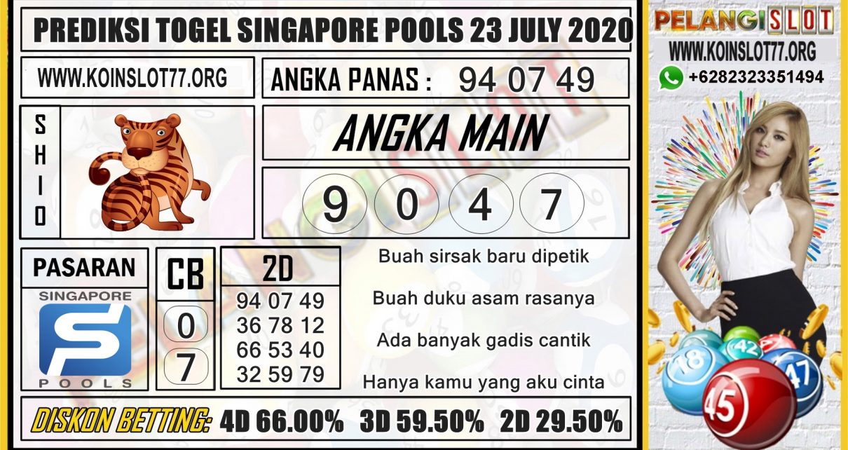 PREDIKSI TOGEL SINGAPORE POOLS 23 JULY 2020