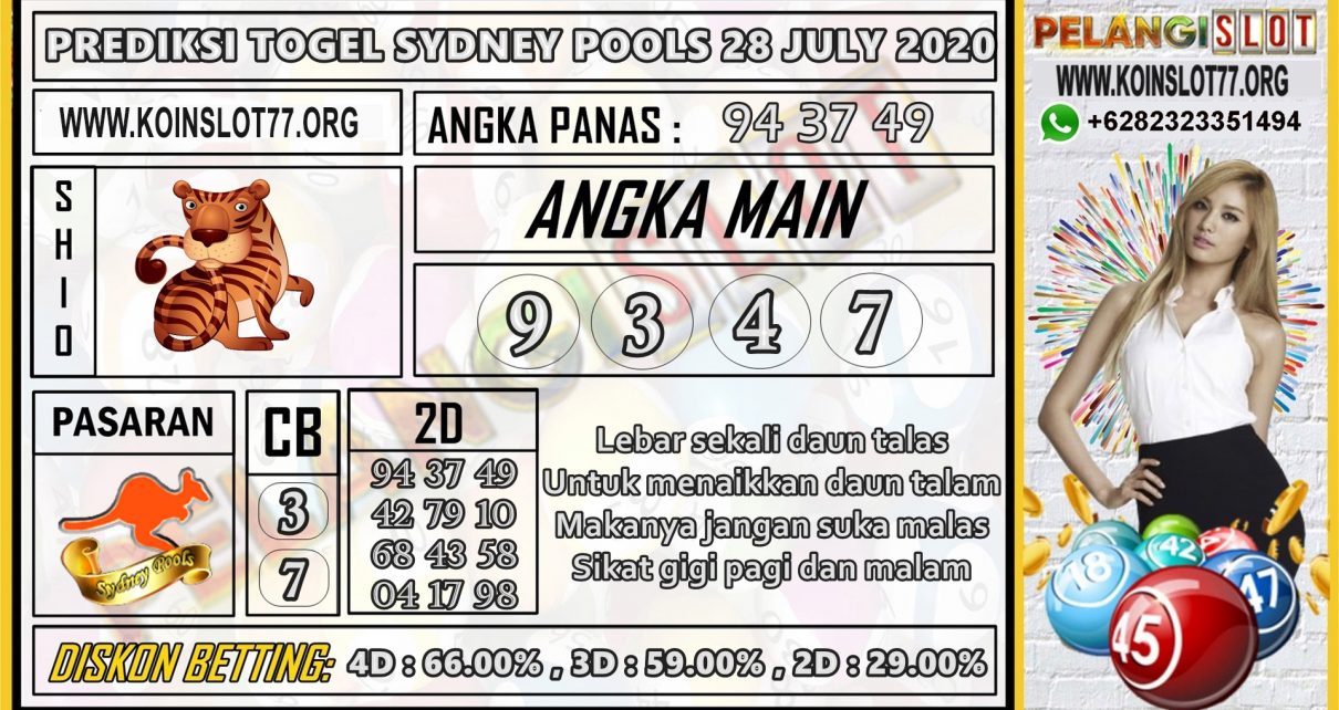 PREDIKSI TOGEL SYDNEY POOLS 28 JULY 2020