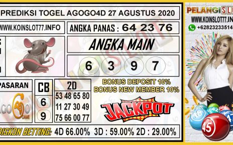 PREDIKSI TOGEL AGOGO4D 27 AGUSTUS 2020