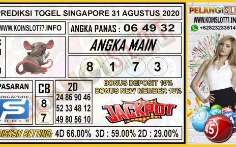 PREDIKSI TOGEL SINGAPURA 31 AGUSTUS 2020