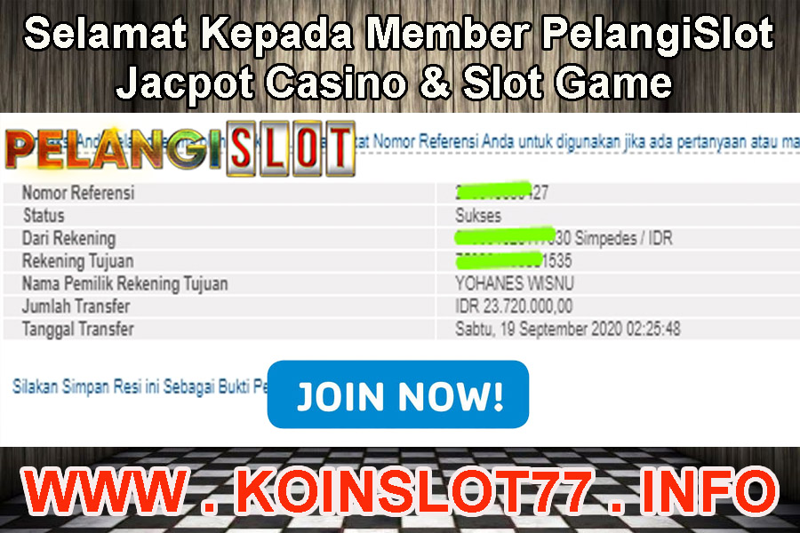 Member PelangiSlot Jackpot Casino dan Slot Game 19 SEPTEMBER 2020