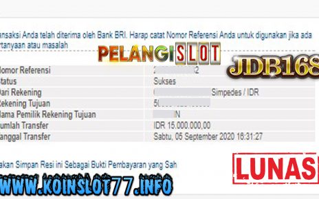 Member PelangiSlot Jackpot JDB 05 sep 2020