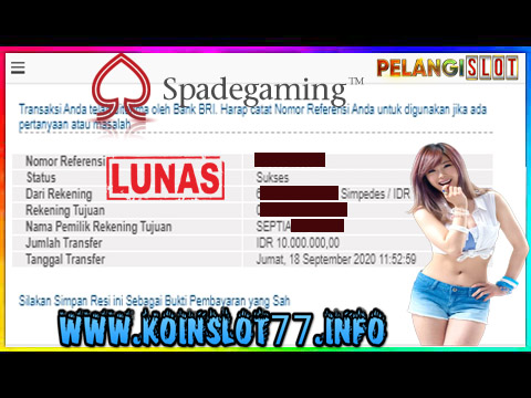 Member PelangiSlot Jackpot SPADE GAMING 18 SEPTEMBER 2020