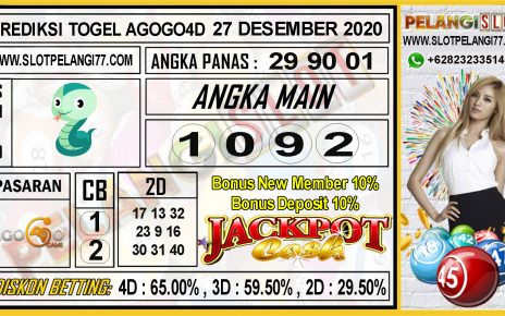 PREDIKSI TOGEL AGOGO 4D 27 DESEMBER 2020