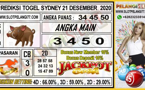 PREDIKSI TOGEL SYDNEY 21 DESEMBER 2020