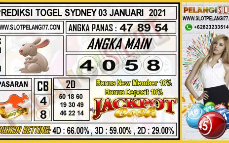 PREDIKSI TOGEL SYDNEY POOLS 03 JANUARI 2021