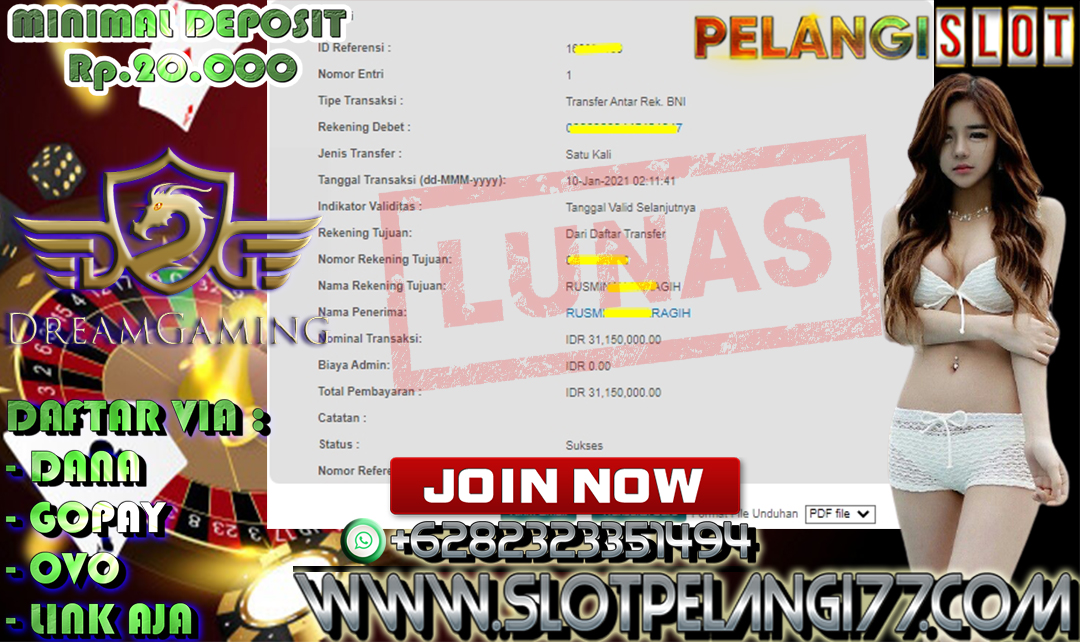 BUKTI KEMENANGAN MEMBER PELANGISLOT 10 JANUARI 2021