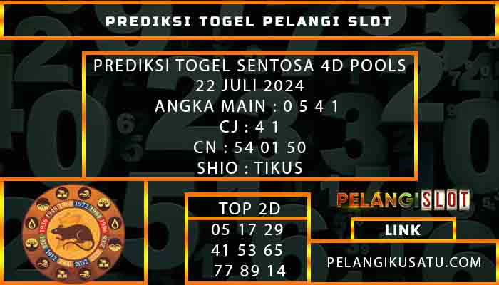 PREDIKSI TOGEL SENTOSA 4D POOLS 22 JULI 2024