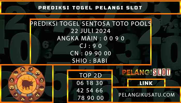 PREDIKSI TOGEL SENTOSA TOTO POOLS 22 JULI 2024