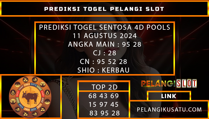 PREDIKSI TOGEL SENTOSA 4D POOLS 11 AGUSTUS 2024