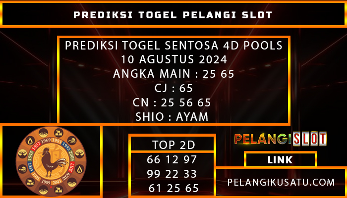 PREDIKSI TOGEL SENTOSA 4D POOLS 10 AGUSTUS 2024