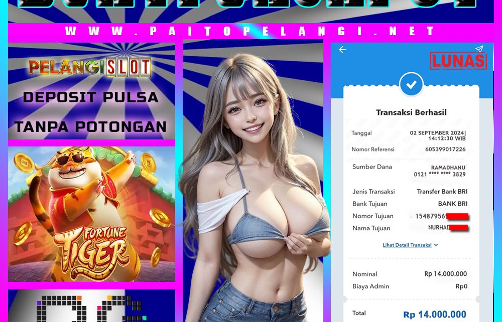 PELANGISLOT- WA: +62 831-4798-4287. BUKTI JACKPOT PG SOFT 02 SEPTEMBER 2024 Bukti transaksi yang telah menang bermain di PELANGISLOT MENANG BESAR MAIN DI FOTRUNE TIGER dengan total hadiah Rp 14.000.000,- Selamat kami ucapkan telah mendapatkan kemenangan terbaru.