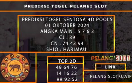 PREDIKSI TOGEL SENTOSA 4D POOLS 01 OKTOBER 2024